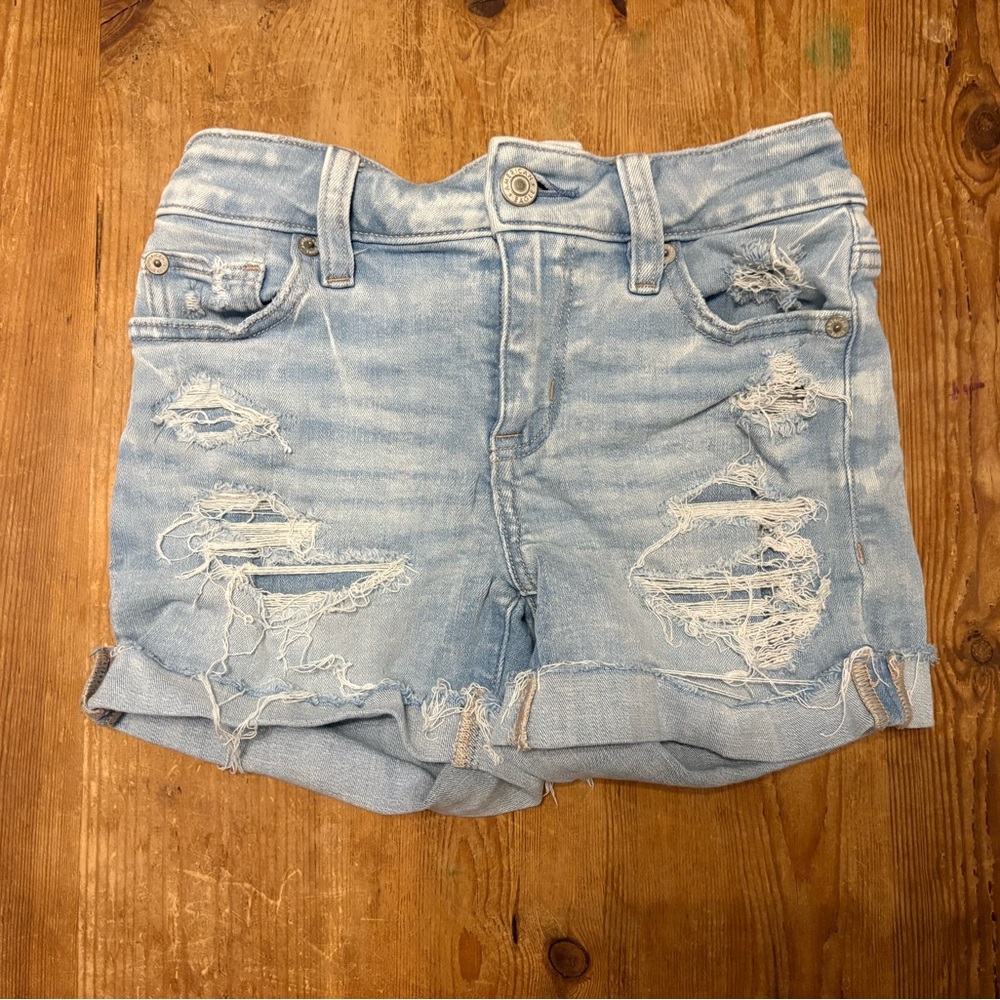 American Eagle Outfitters Light Blue Ripped Jean Shorts